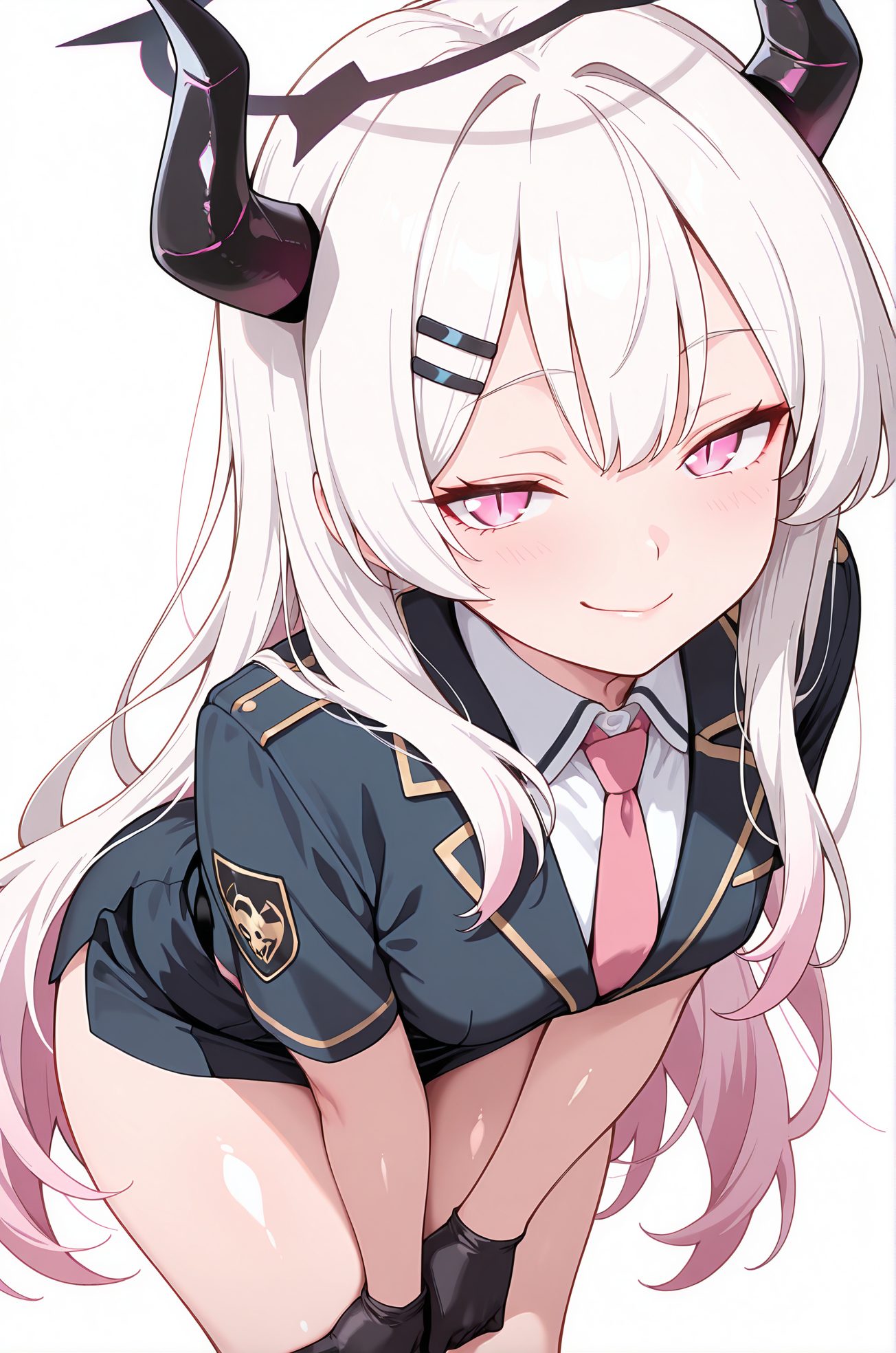 白髪・口閉じの空崎ヒナのAIイラスト