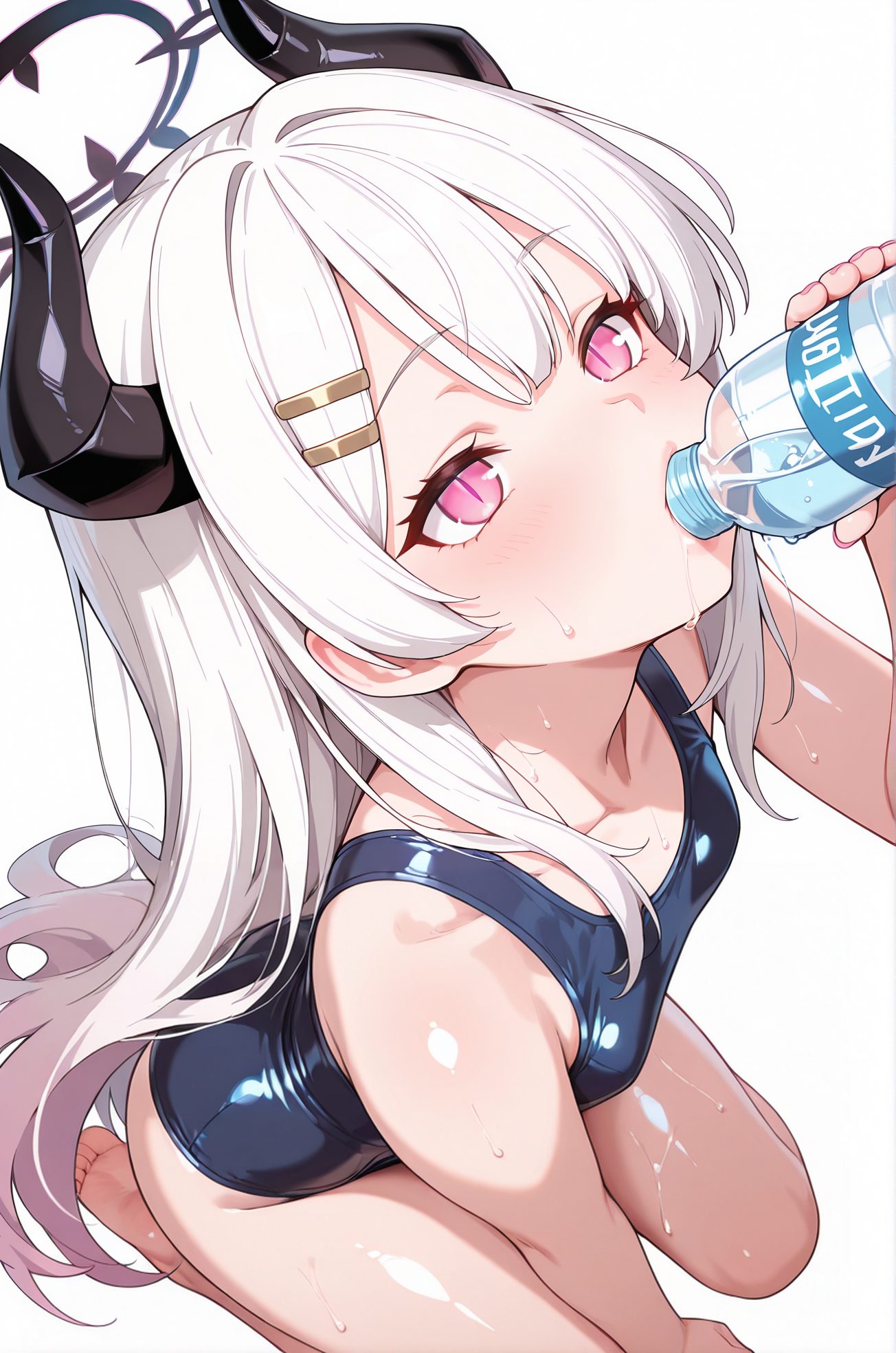 学校水着・とても長い髪の空崎ヒナのAIイラスト