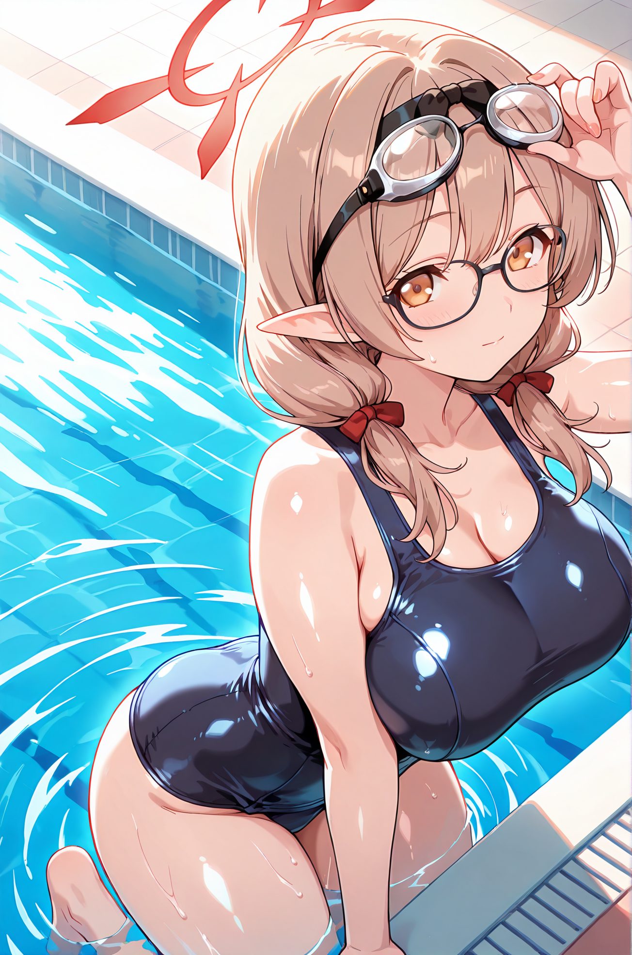 日宮チナツ・肩出しのスク水のAIイラスト