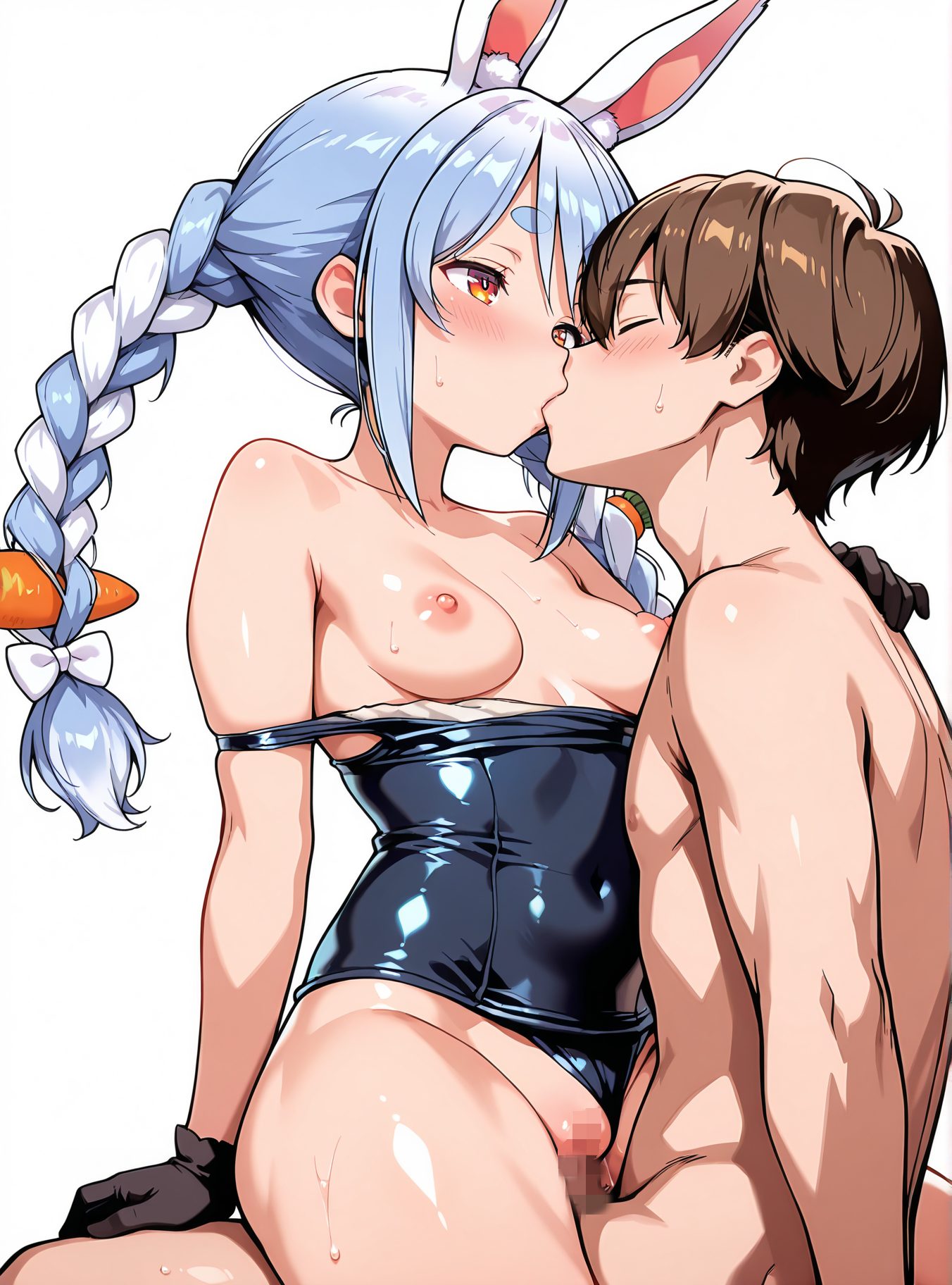 スク水のスクール水着姿を描いたAIイラスト（兎田ぺこら）