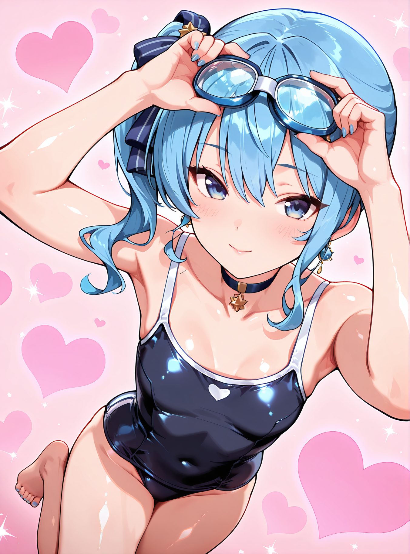 星街すいせいが魅力的なスク水の二次創作AIイラスト