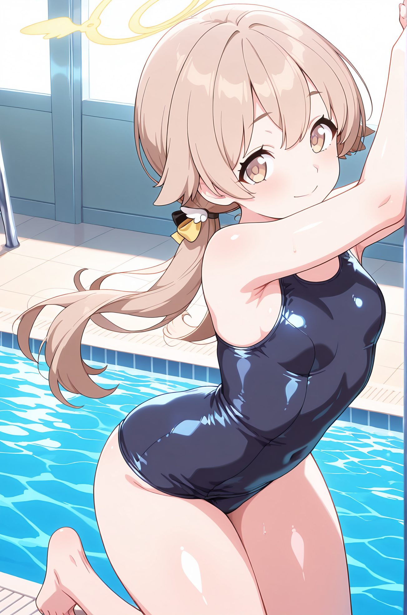 水着・茶髪の阿慈谷ヒフミのAIイラスト