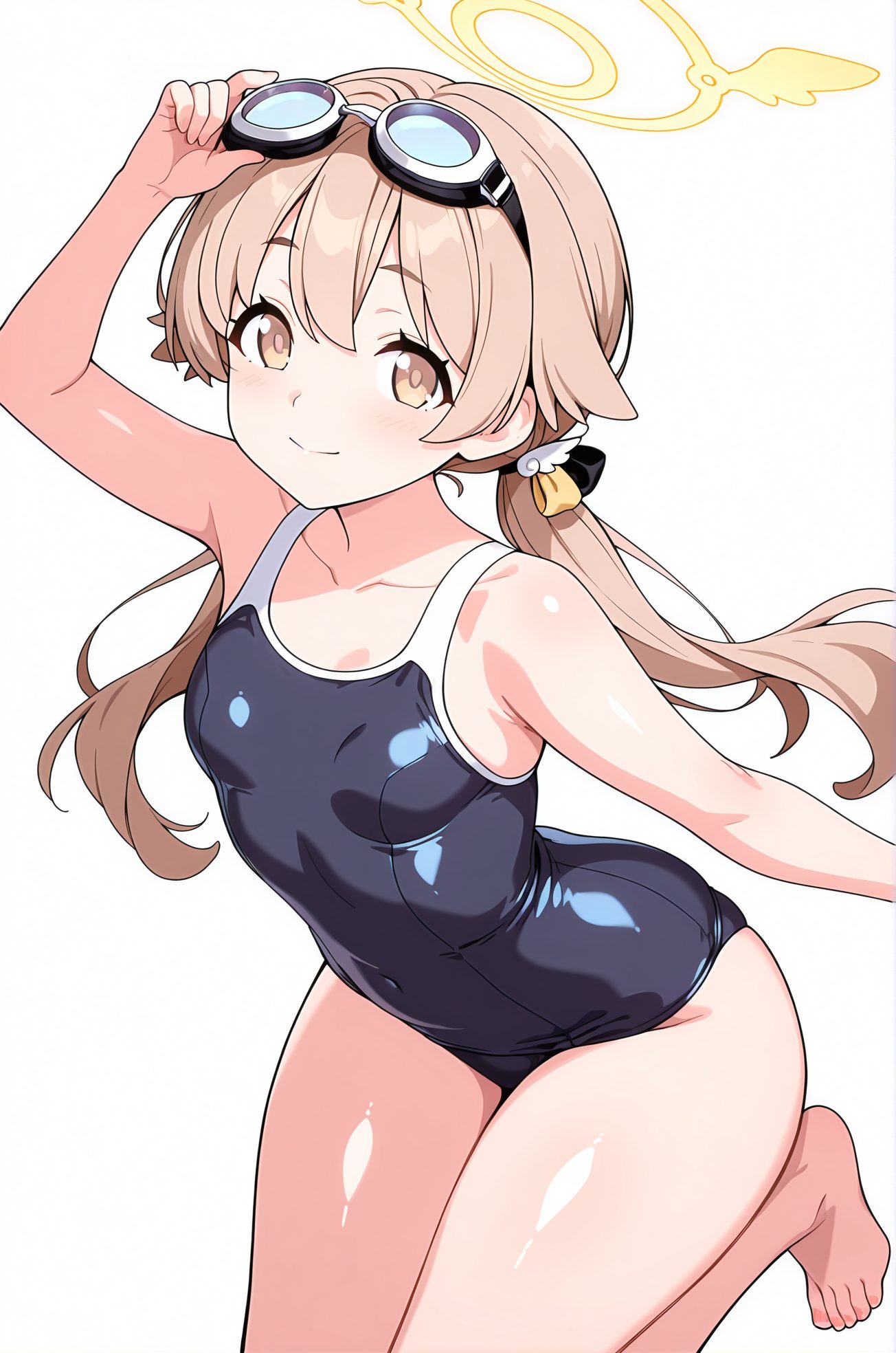 茶髪・ワンピース水着の阿慈谷ヒフミのAIイラスト