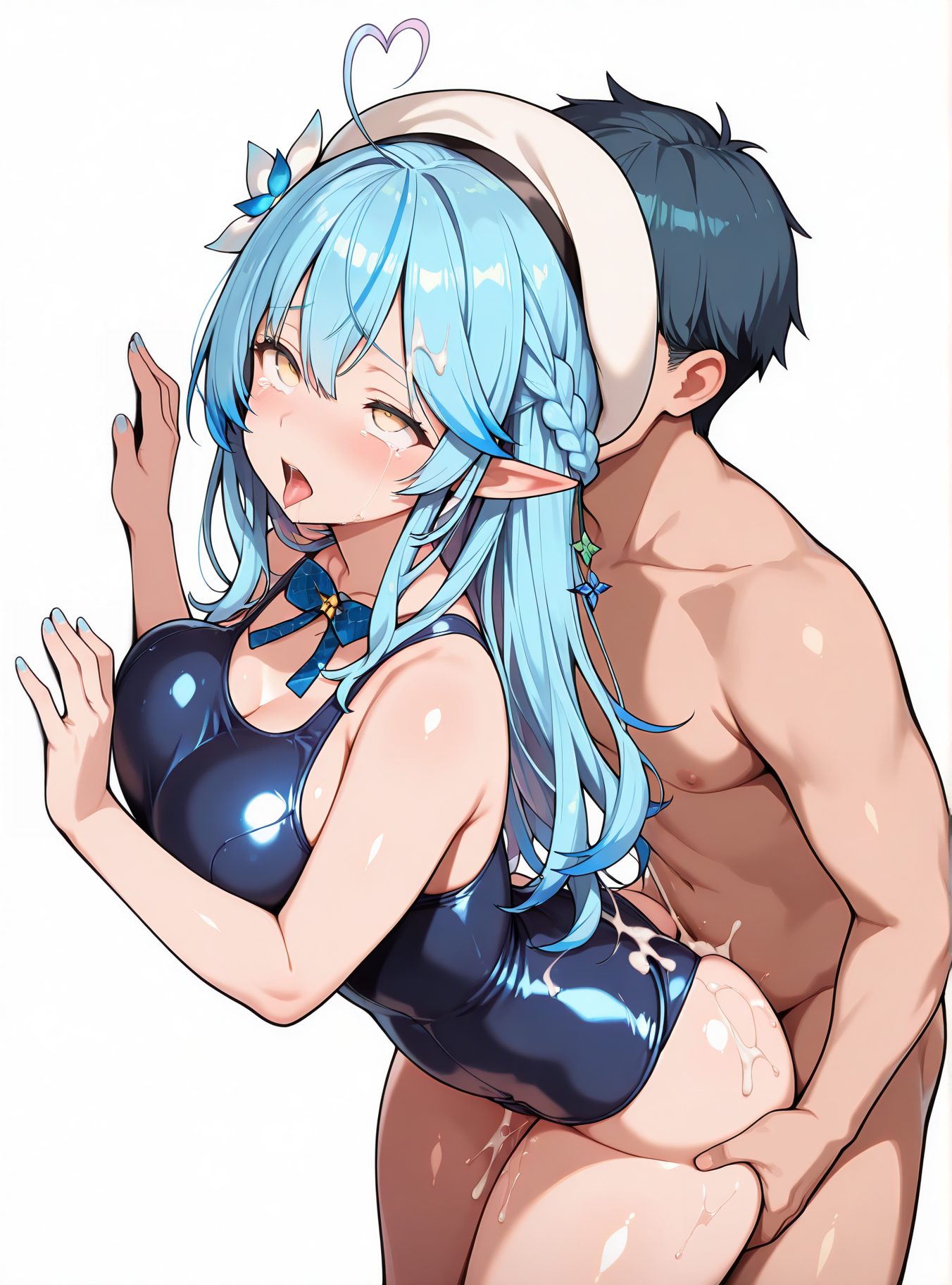 スクール水着×雪花ラミィ！スク水のエロ可愛いAIイラスト