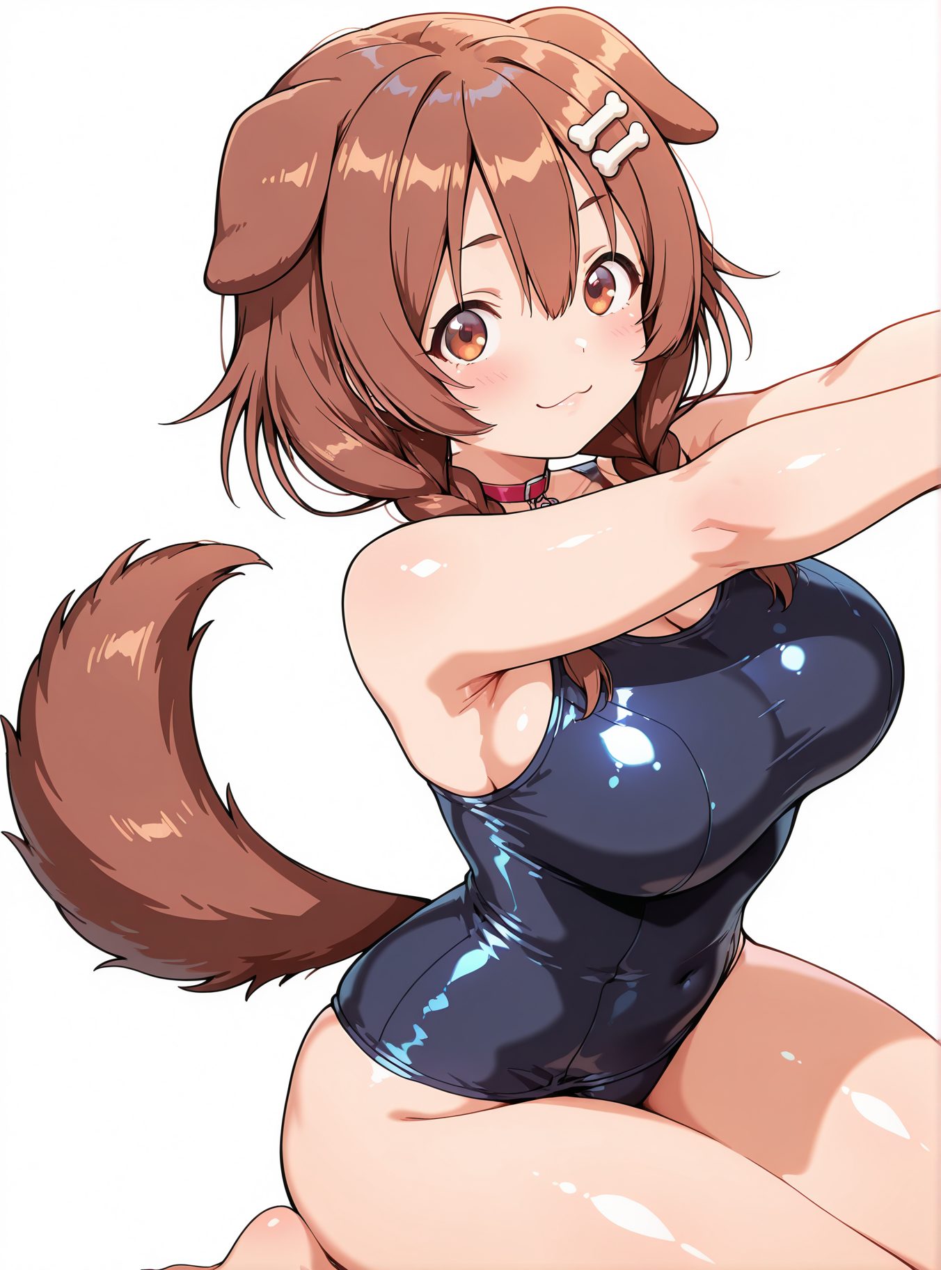 戌神ころねが魅力的なスク水の二次創作AIイラスト