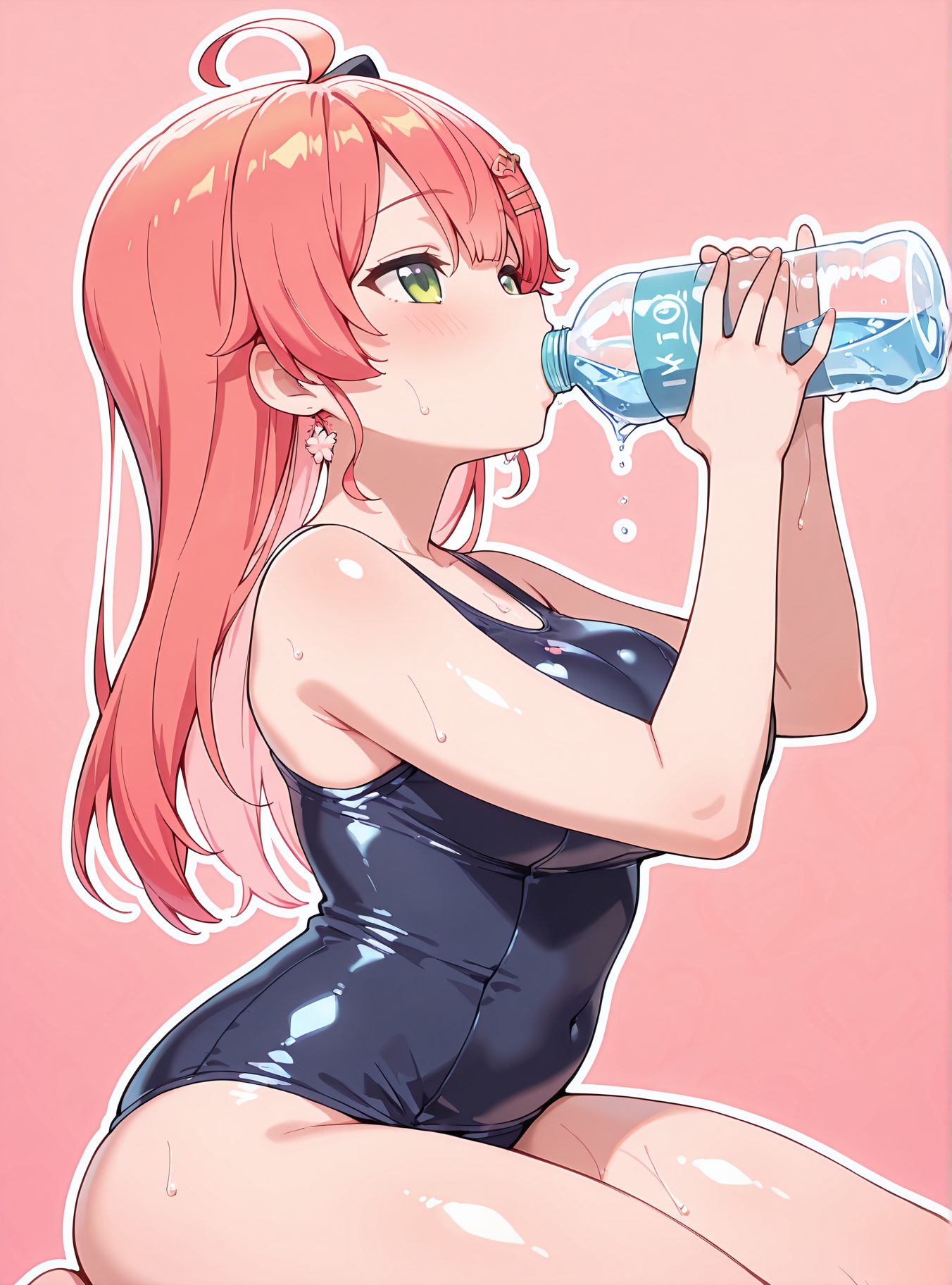 スクール水着・さくらみこのスク水のAIイラスト