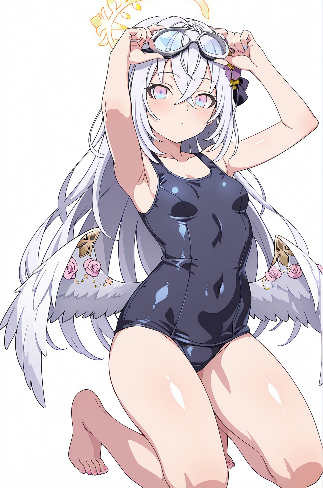 髪の花・赤面の白洲アズサのAIイラスト