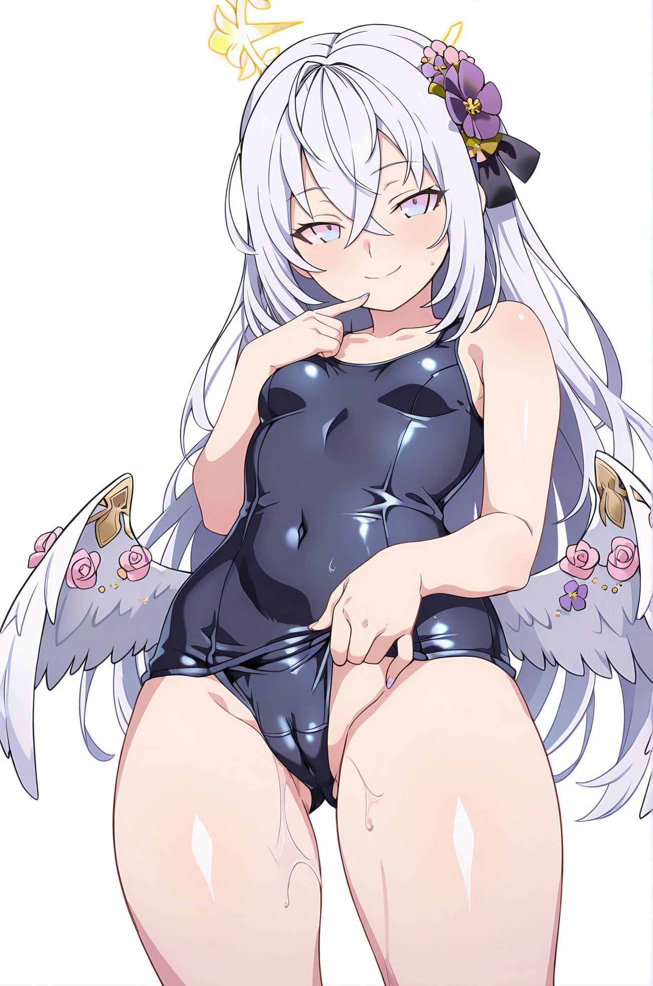 旧スクール水着・鎖骨の白洲アズサのAIイラスト