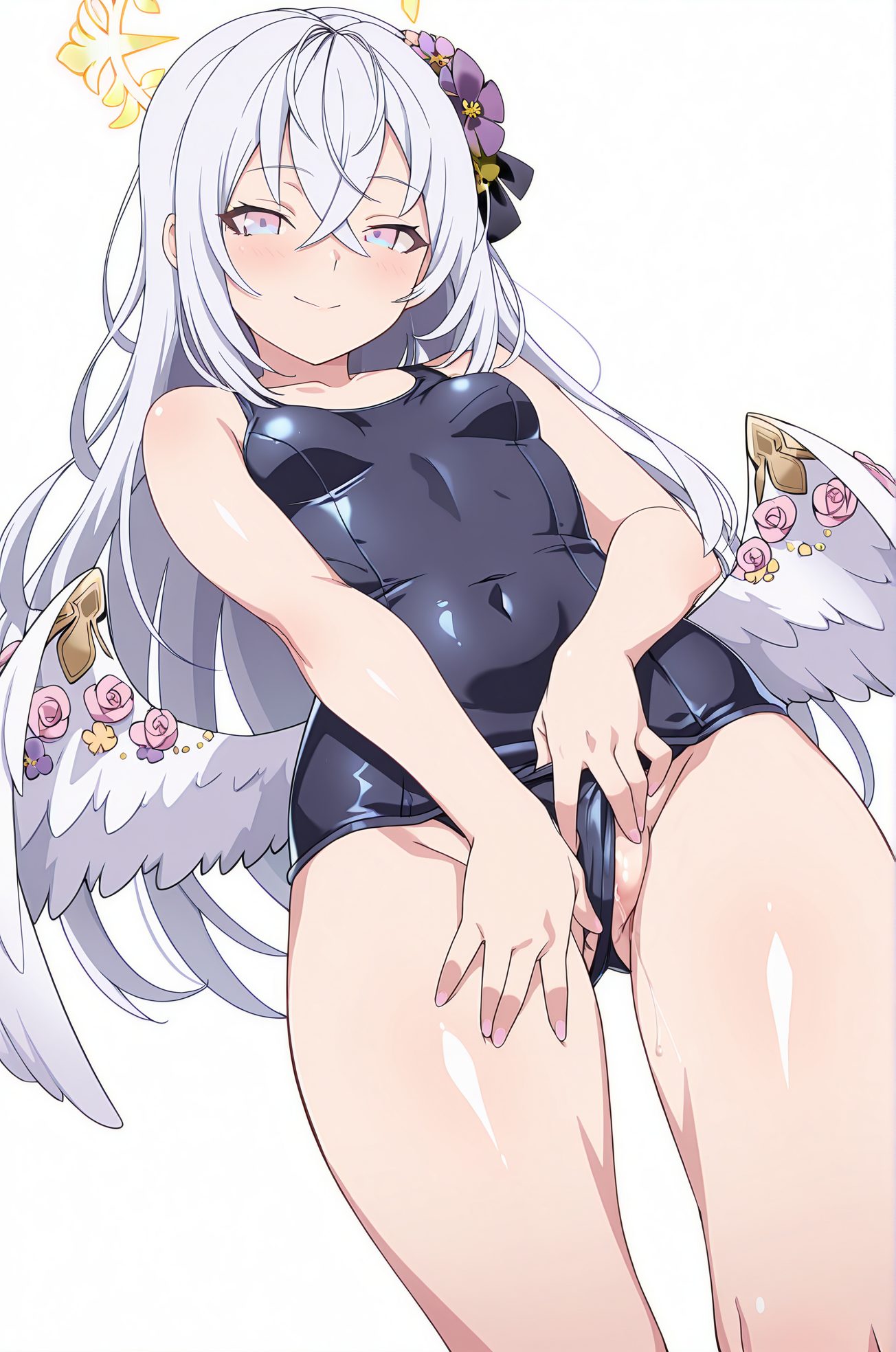 白髪・口閉じの白洲アズサのAIイラスト