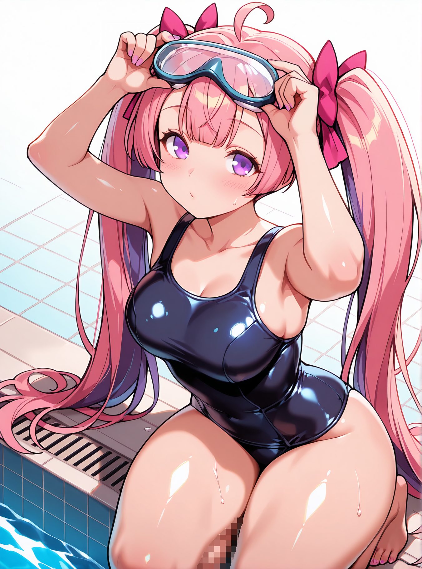 ミツモト・ココアが魅力的なスク水の二次創作AIイラスト