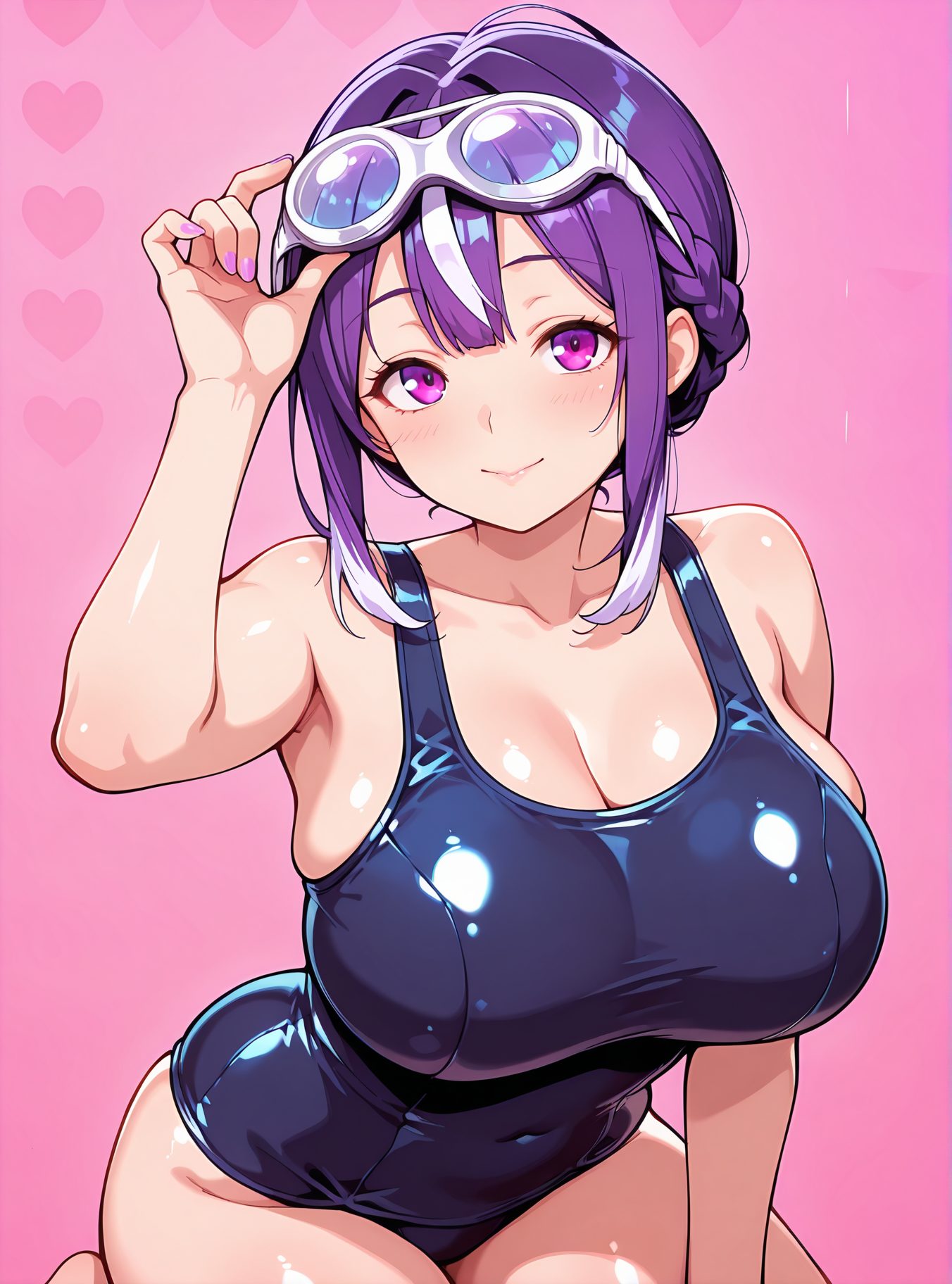 スク水のスクール水着姿を描いたAIイラスト（ゼツバミ・ヤオ）