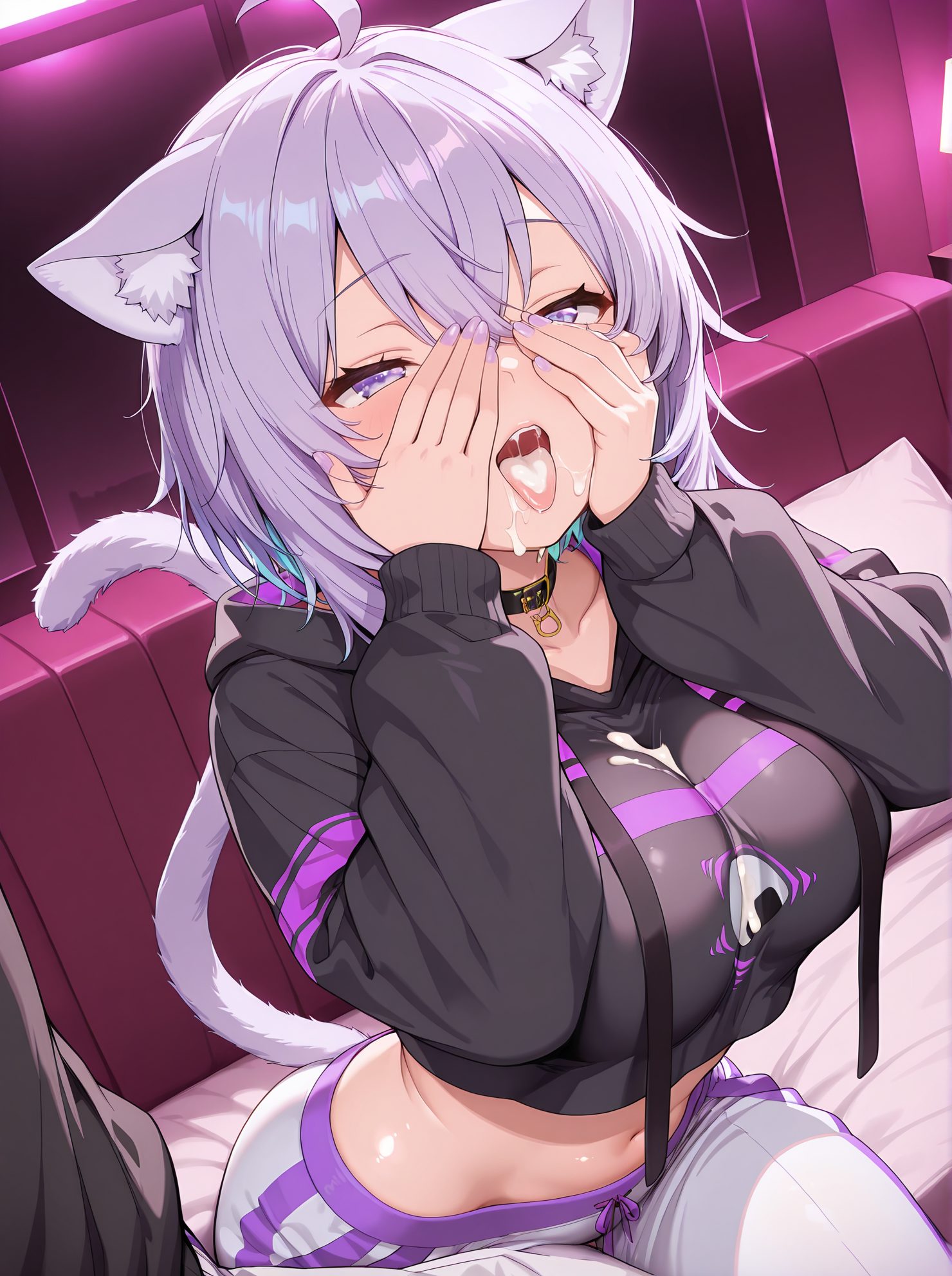 猫又おかゆの猫又おかゆ姿を描いたAIイラスト