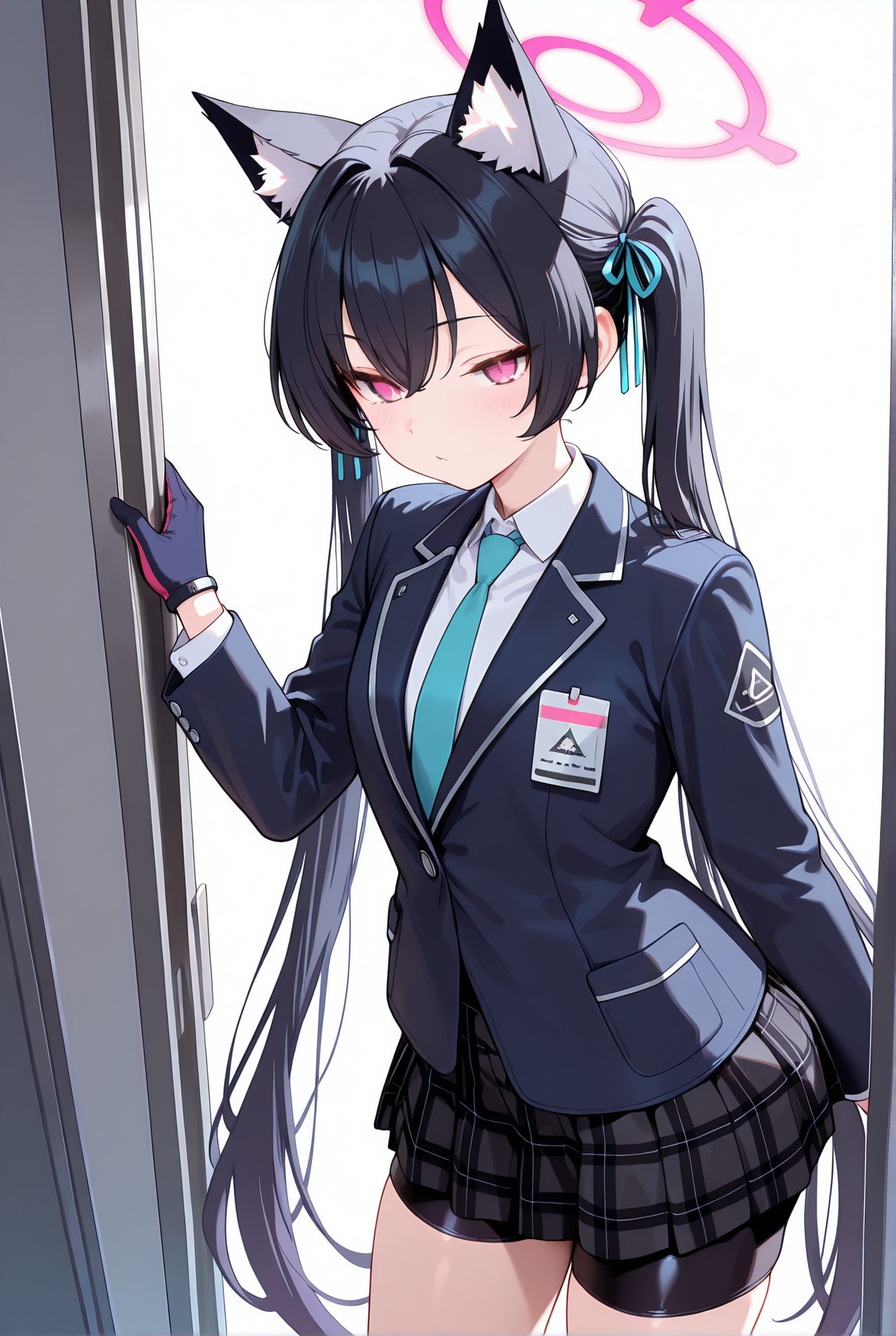 黒見セリカのシャツ姿を描いたAIイラスト（赤面）